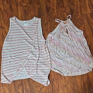 Striped and Floral Sleeveless Tops